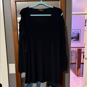 Sympli Black Long Sleeve Top with Cutout Details